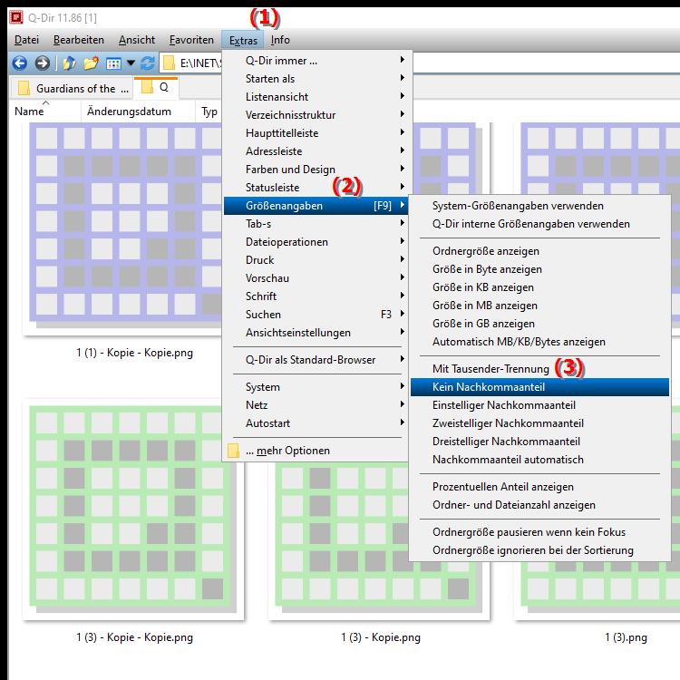 Kann ich die Spalte Dateigröße im Datei Explorer ohne Dezimalstellen anzeigen lassen